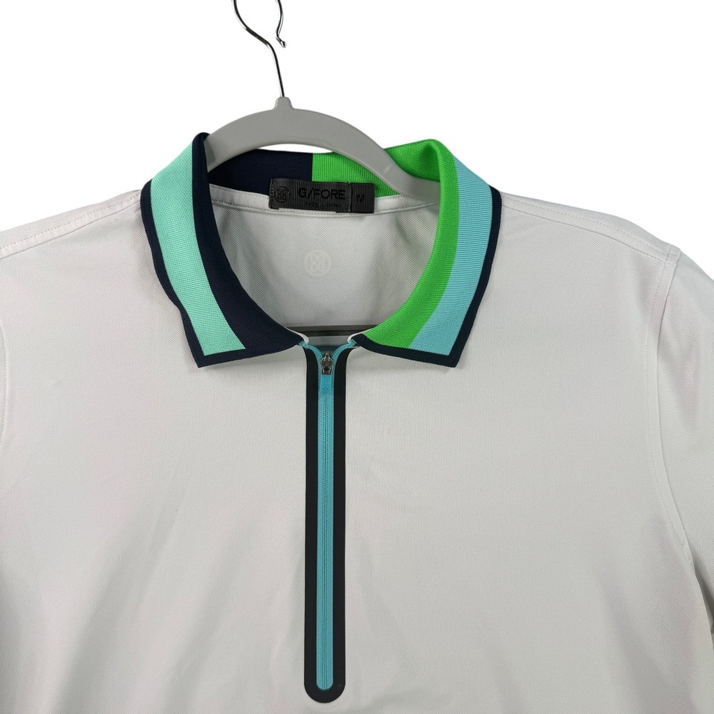 GFORE Golf Polo Shirt Mens Medium White CC Quarter Zip‎ Big Spring Colorblock